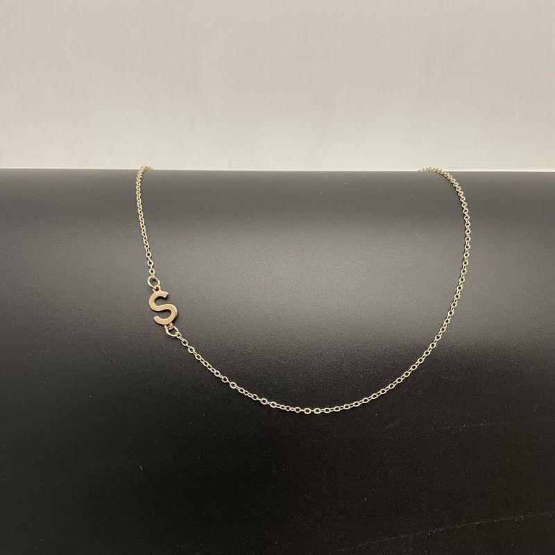 Dainty 14K Gold Plated Sideways Initial Necklace — Cute Name Choker