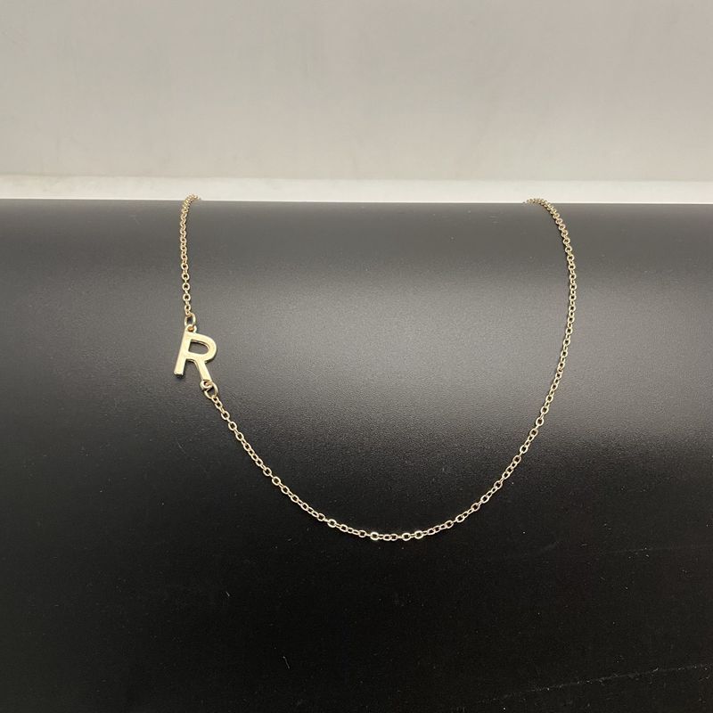 Dainty 14K Gold Plated Sideways Initial Necklace — Cute Name Choker