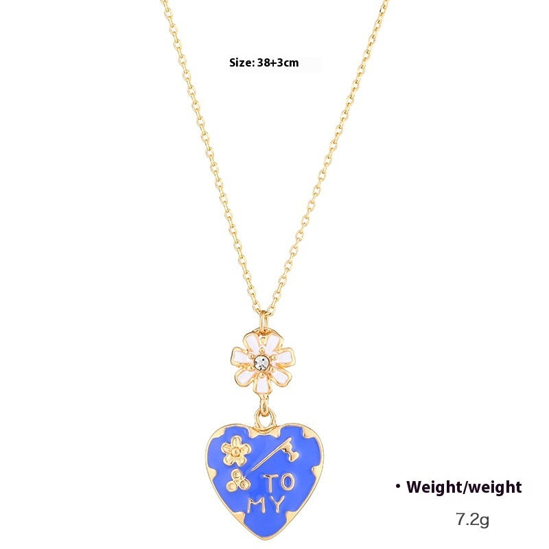 Love Peach Enamel Pendant Necklace