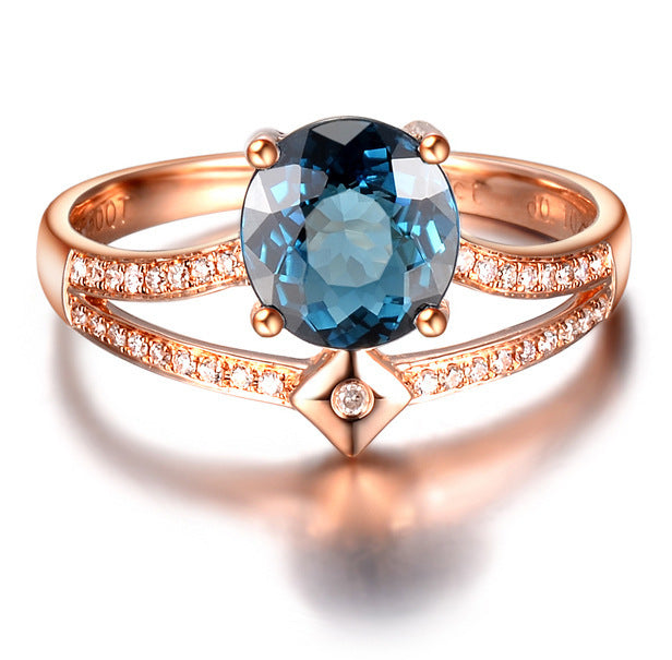 Red & Blue Tourmaline-Colored Gemstone Inlaid Zircon Ring – Elegant Women's Jewelry