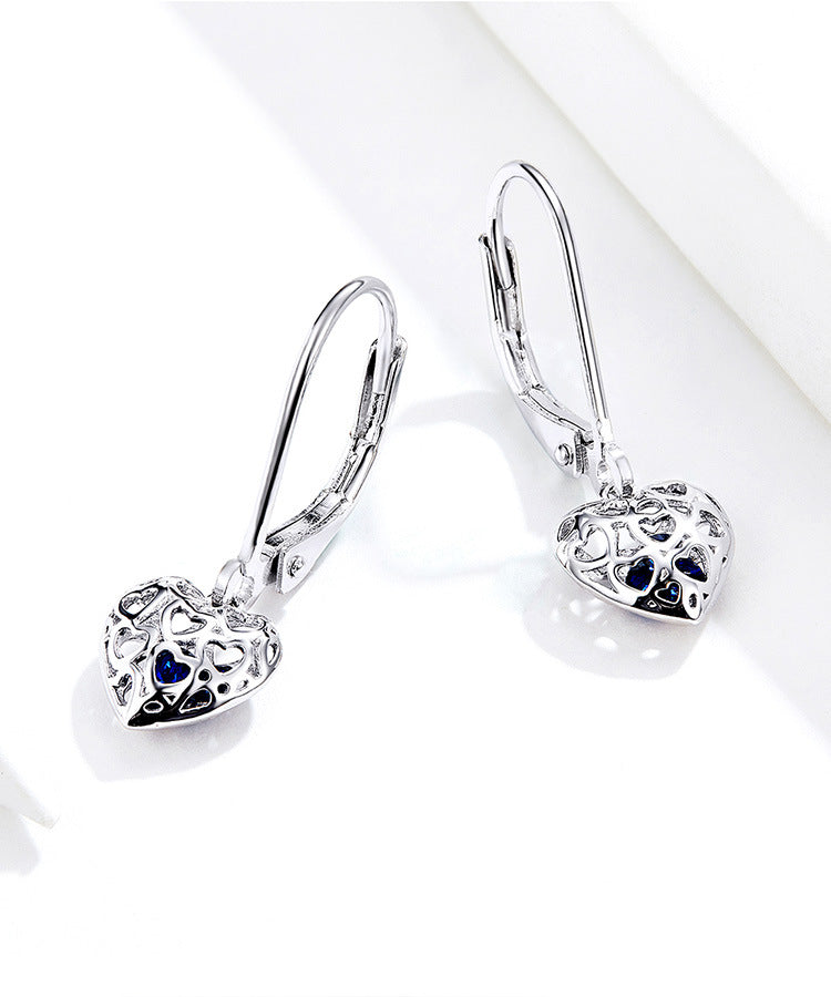 S925 Sterling Silver Hollow Heart Stud Earrings