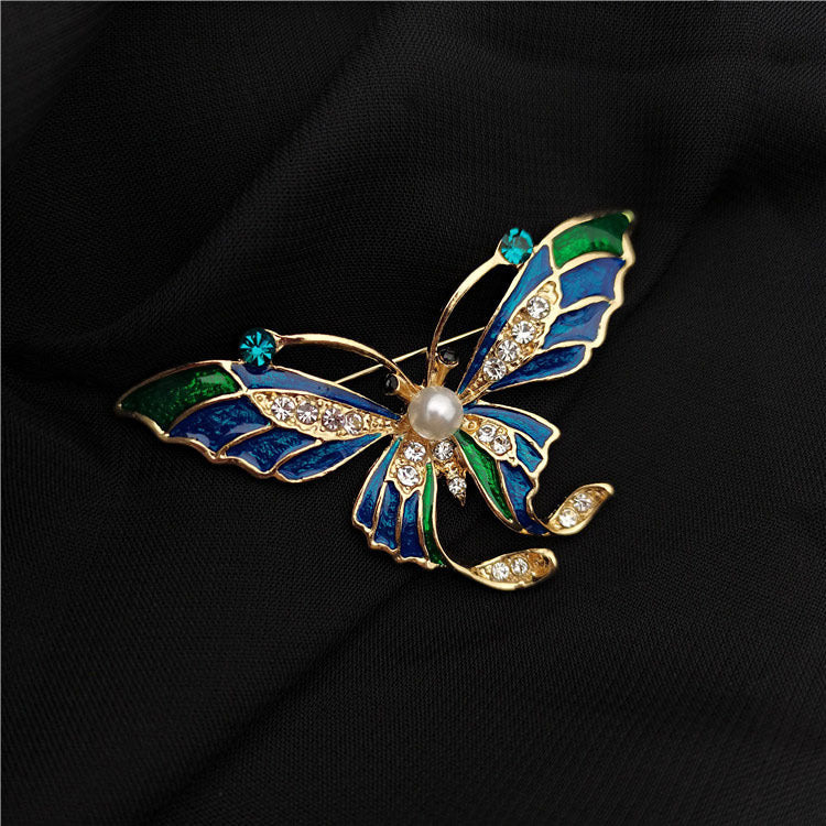 Retro Western Enamel Butterfly Brooch — Court Style