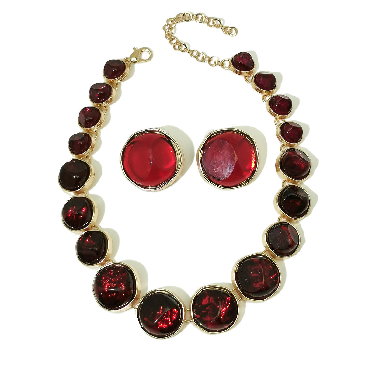 Round Three-Dimensional Pattern Necklace & Earring Set – Fashion Jewelry