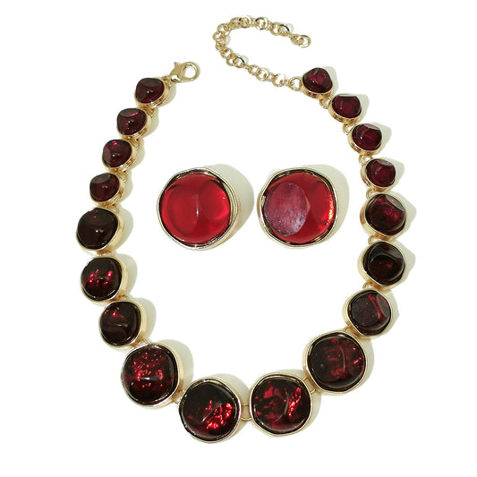 Round Three-Dimensional Pattern Necklace & Earring Set – Fashion Jewelry