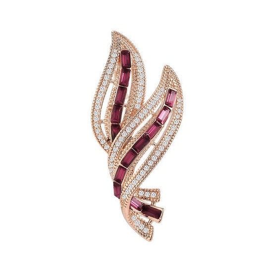 New Xiaoxiang Style Diamond-Studded Leaf Brooch