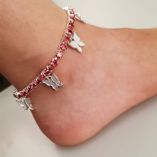 Women's Heart-Shaped Anklet in Antique Silver