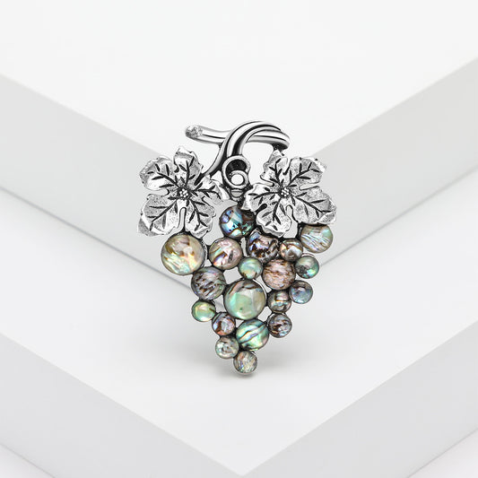 Abalone Shell Grape Brooch – Artistic Pastoral Elegance