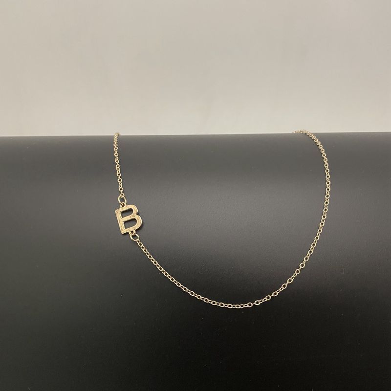 Dainty 14K Gold Plated Sideways Initial Necklace — Cute Name Choker