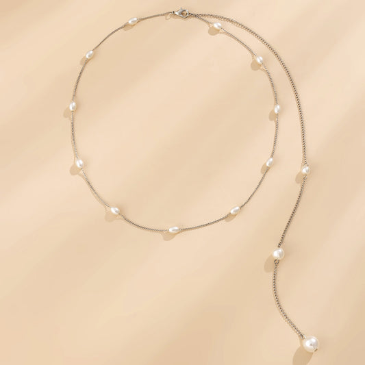 Pearl Tassel Chest Chain – Creative Body Jewelry for Elegant Styling