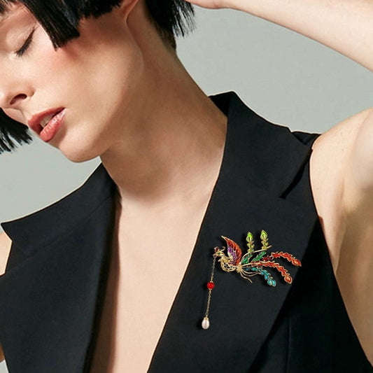 Phoenix Tassel Brooch – Regal Beauty in Chinese-Inspired Design