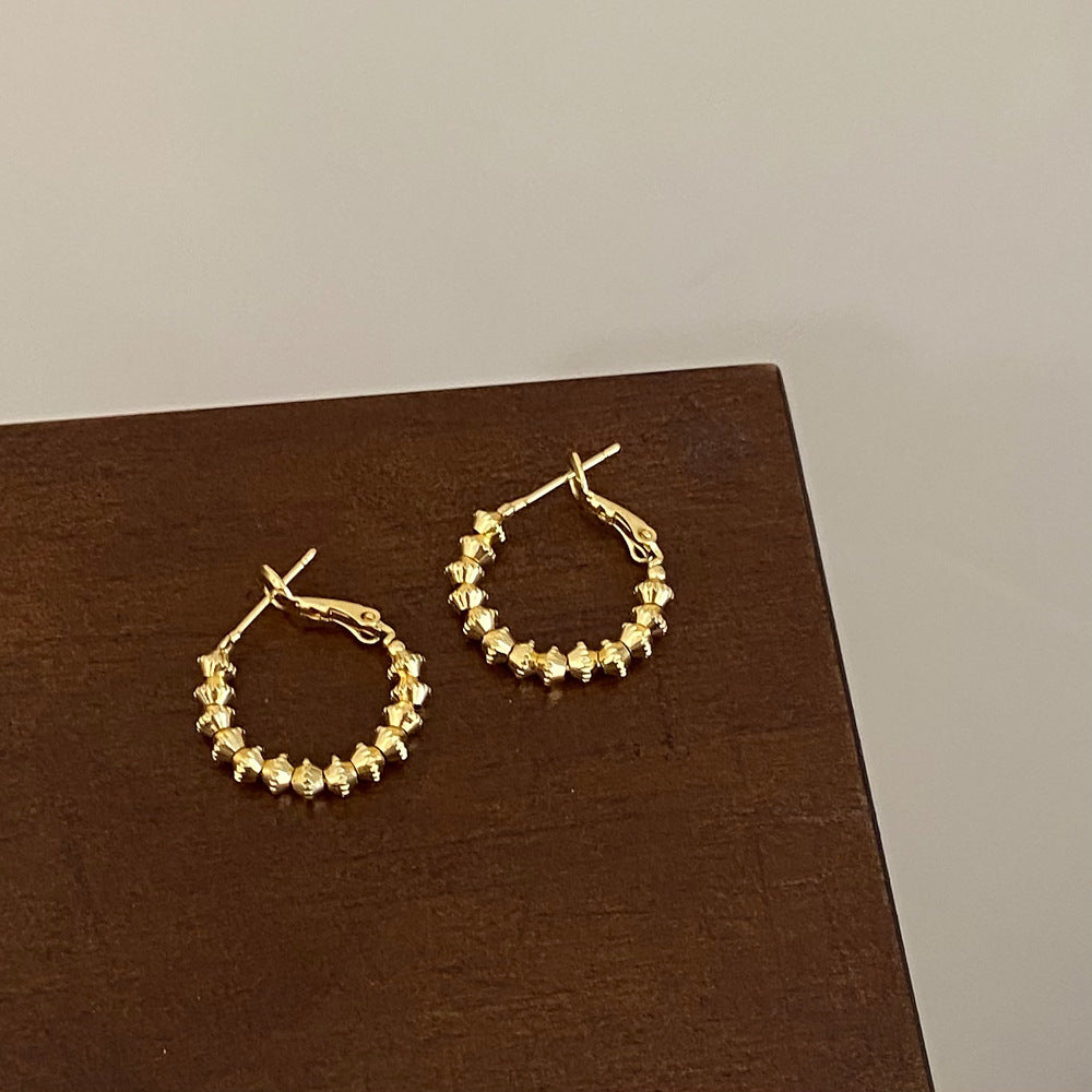 Simple Gold Good Luck Bead Earrings