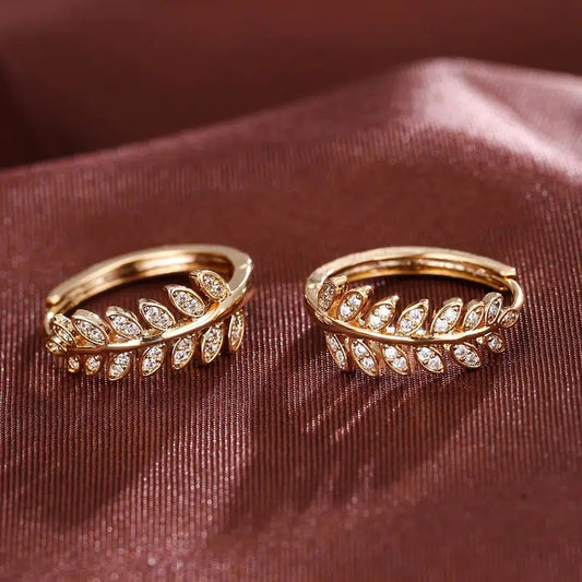Creative Leaves Fine Zircon-Embedded Earrings