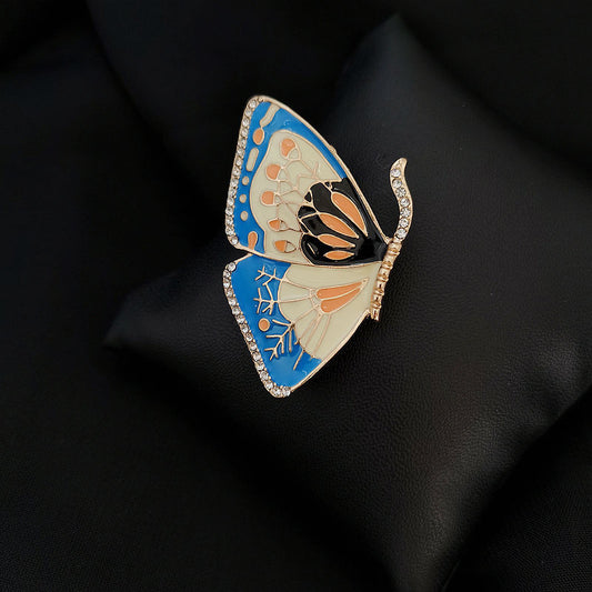 Vintage Drip-Glazed Enamel Butterfly Brooch – Retro Unisex Pin