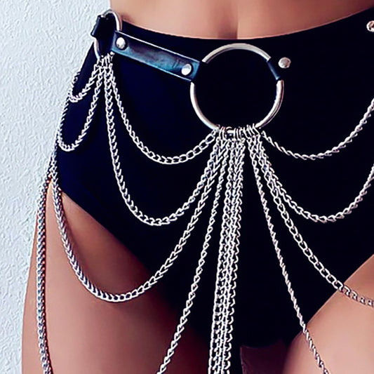 Punk Multi-layer Metal Tassel Waist Chain – Edgy Belt Style Body Jewelry