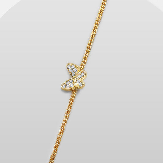 Simple Copper Butterfly Bracelet with Zircon Inlay