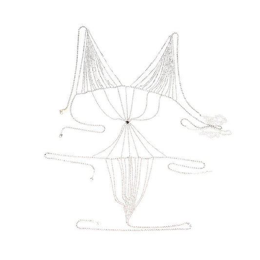 Rhinestone Claw Tassel Body Chain – Elegant Women's Lingerie Accessory