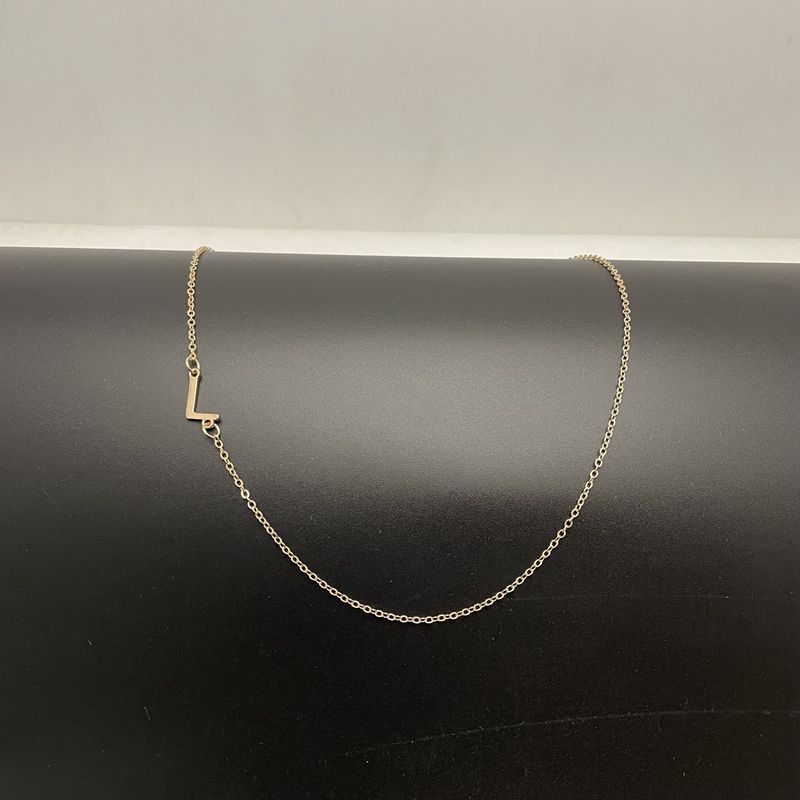 Dainty 14K Gold Plated Sideways Initial Necklace — Cute Name Choker
