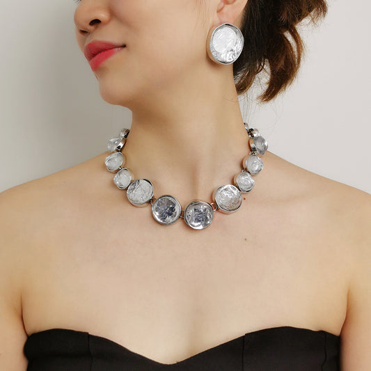 Round Three-Dimensional Pattern Necklace & Earring Set – Fashion Jewelry