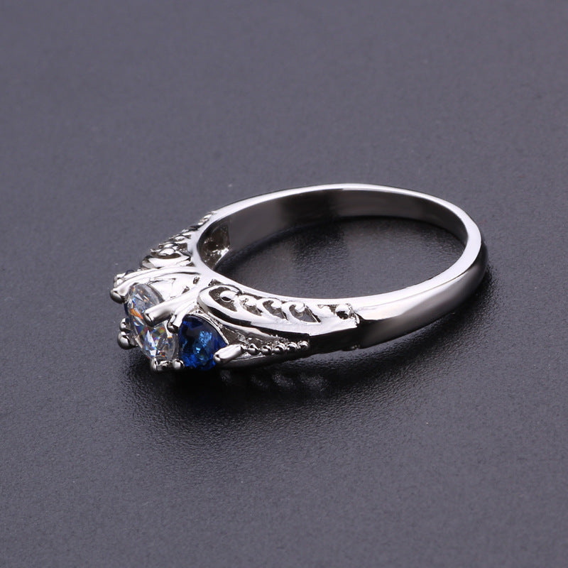 European & American Sapphire Engagement Ring – British Retro Geometry