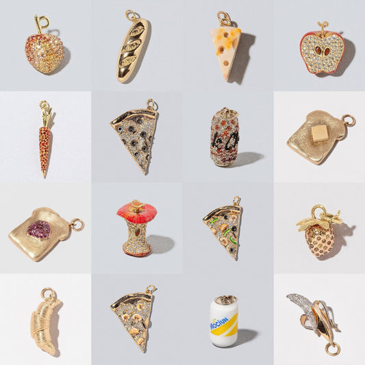 DIY Open End Food Pendant Ring, 18K Gold Plated