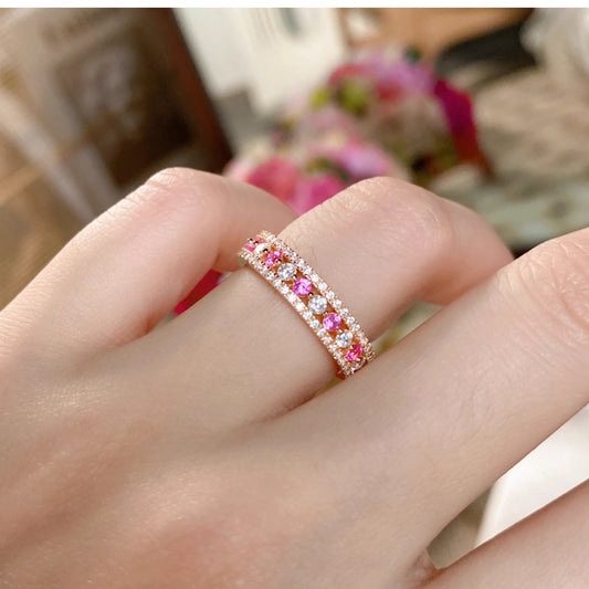 Women's Row Diamond White Stone Ring