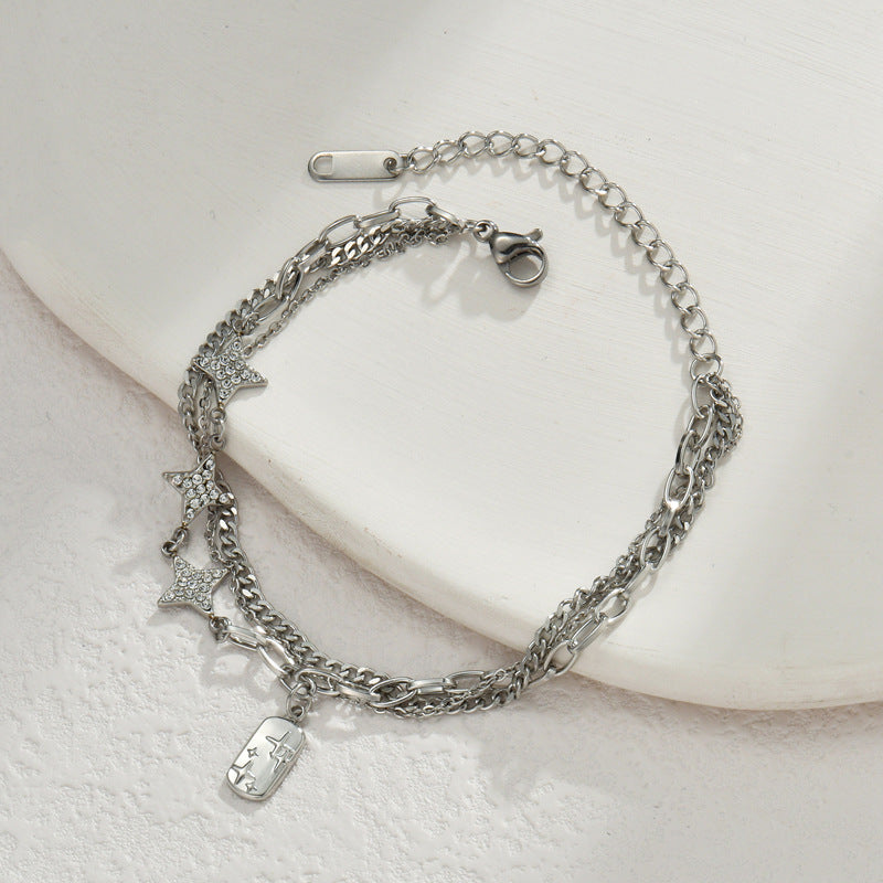 Light Luxury Retro Stainless Steel Pendant Bracelet