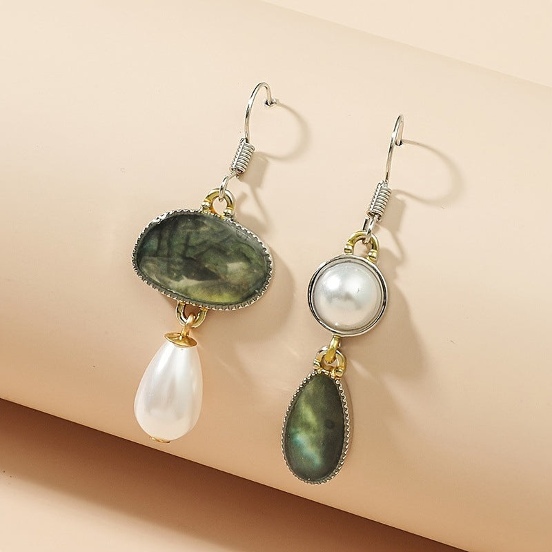 Vintage Pearl Enamel Drop Earrings for Women