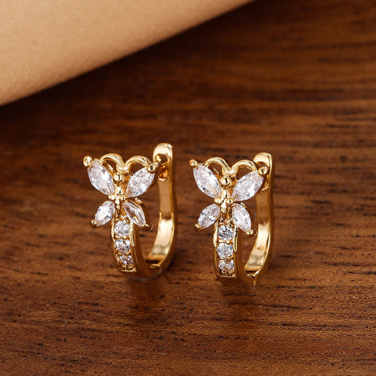 Vintage Butterfly Zircon Ear Clip Earrings