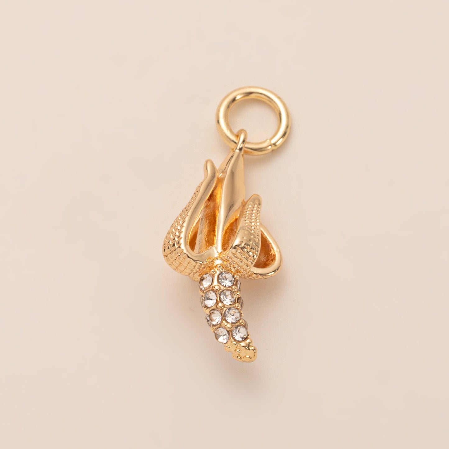 DIY Open End Food Pendant Ring, 18K Gold Plated