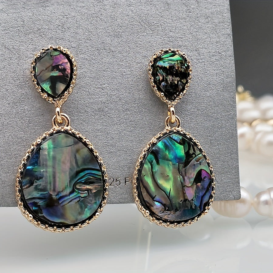 Vintage Pearl Enamel Drop Earrings for Women