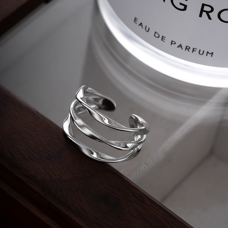 Geometric Simplicity Special-interest Design Wave Lines Female Ring