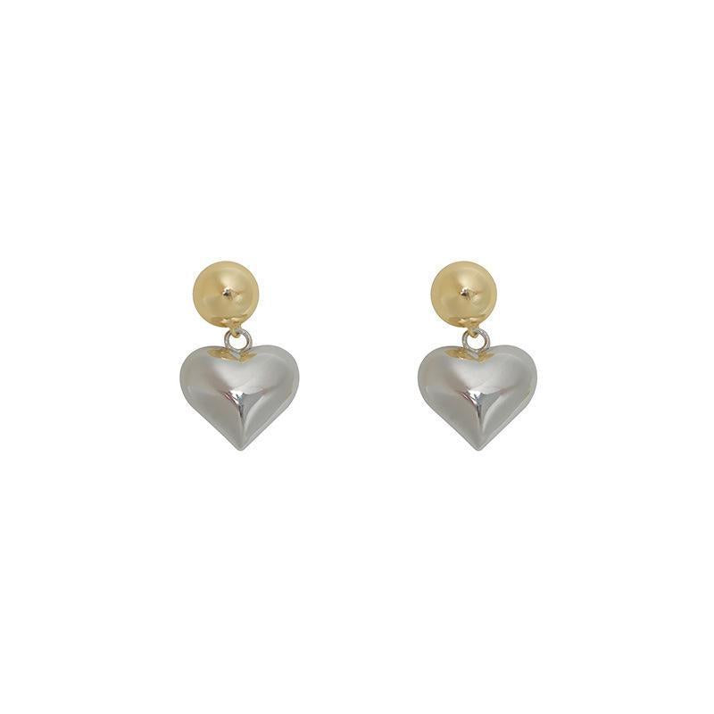Sterling Silver Love Heart Color Contrast Stud Earrings