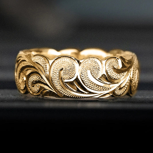 Textured Flower Men’s Wedding Band — For the Man Who Deserves a Ring as Beautiful as His Soul