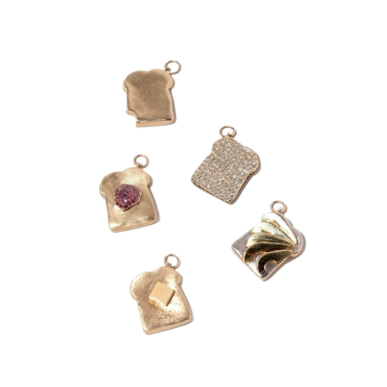 DIY Open End Food Pendant Ring, 18K Gold Plated