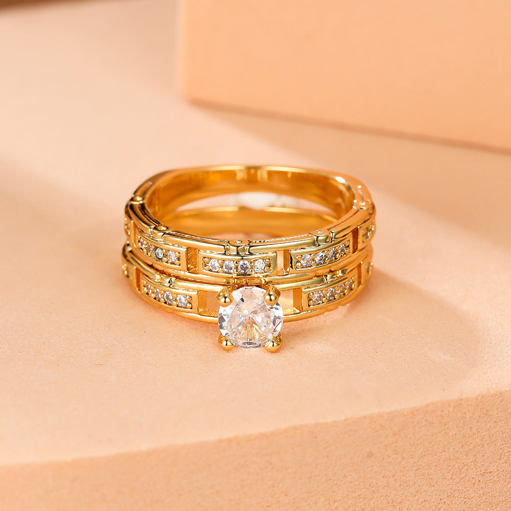 Golden Four-Claw Round Drill Chain Ring Set