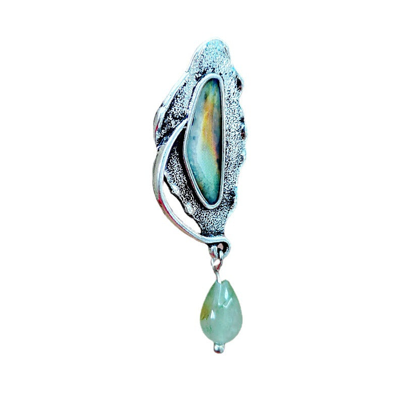 Vintage Leaves Marbling Chalcedony Earrings
