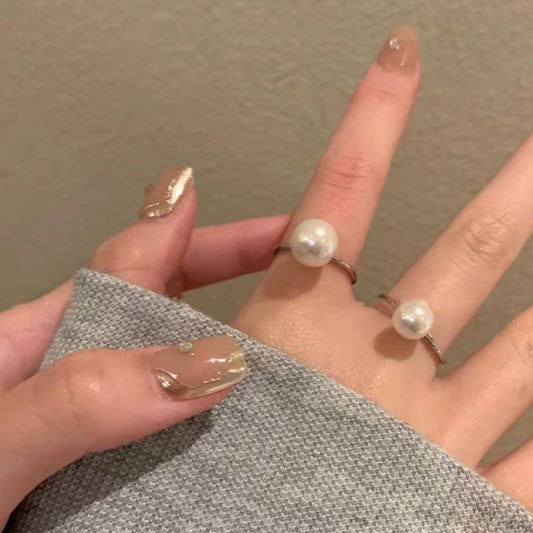 Sweet & Simple Open-End Pearl Ring for Women – Adjustable Elegant Jewelry