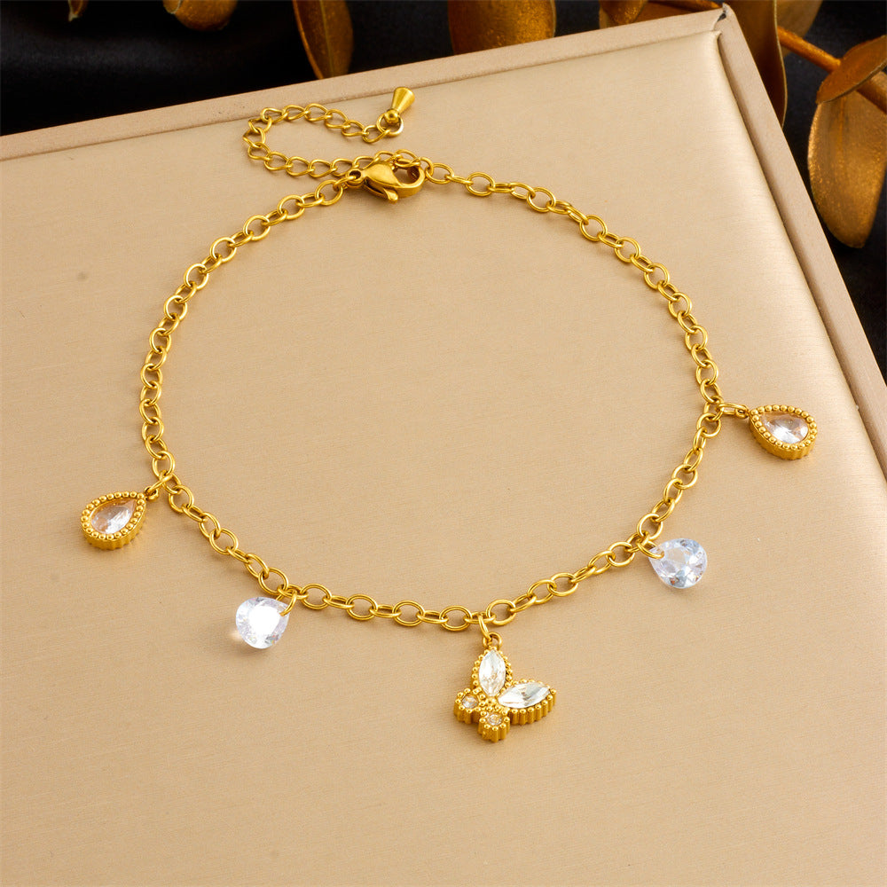 Beach Style Colorful Rhinestone Anklet