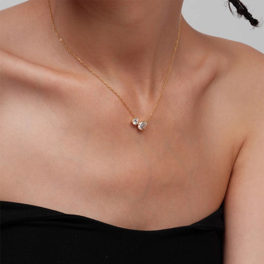 Women's S925 Sterling Silver Water Drop Rhinestone Necklace