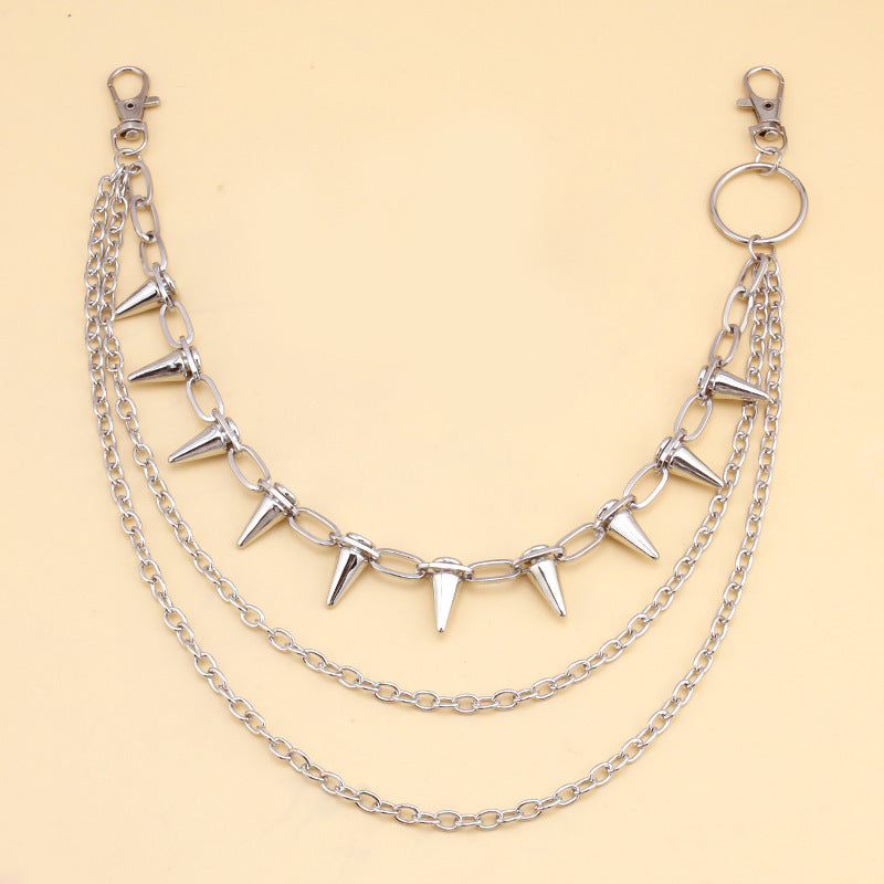 Hip Hop Punk Metal Rivet Multi-Layer Waist Chain