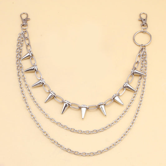 Hip Hop Punk Metal Rivet Multi-Layer Waist Chain