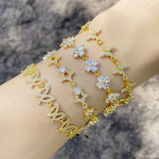 Fashion Bracelet Simple Zircon Flower Cold Style