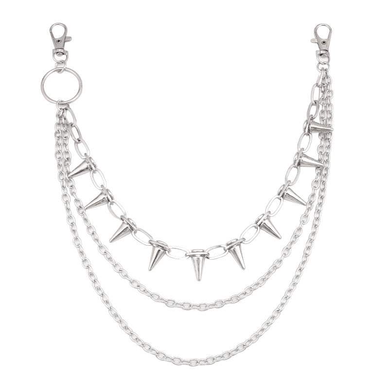 Hip Hop Punk Metal Rivet Multi-Layer Waist Chain