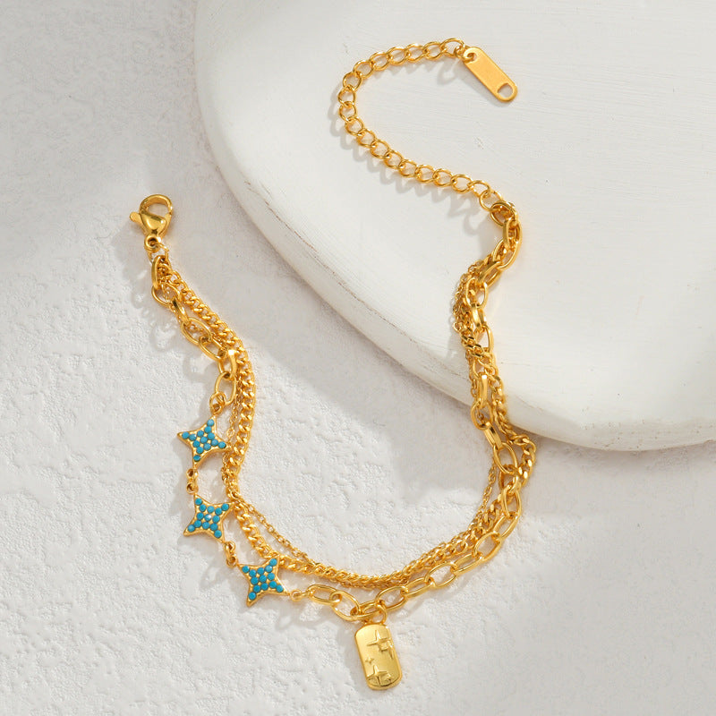 Light Luxury Retro Stainless Steel Pendant Bracelet