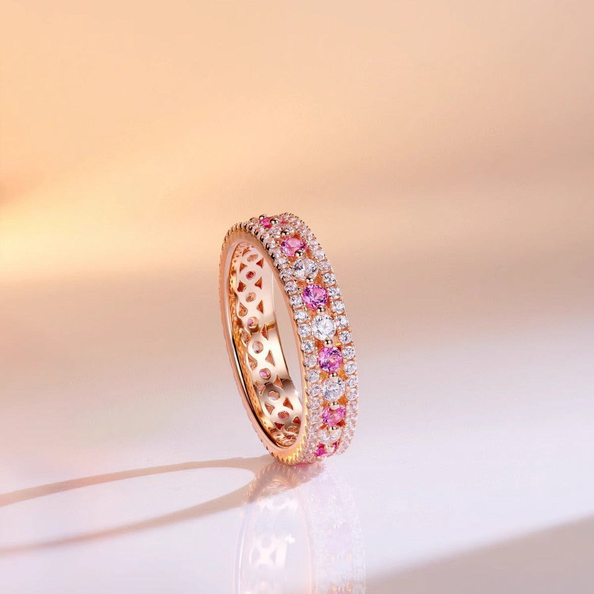 Women's Row Diamond White Stone Ring