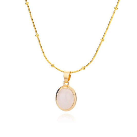 Oval Cat's Eye Pendant Titanium Steel Necklace – Unique Niche Jewelry