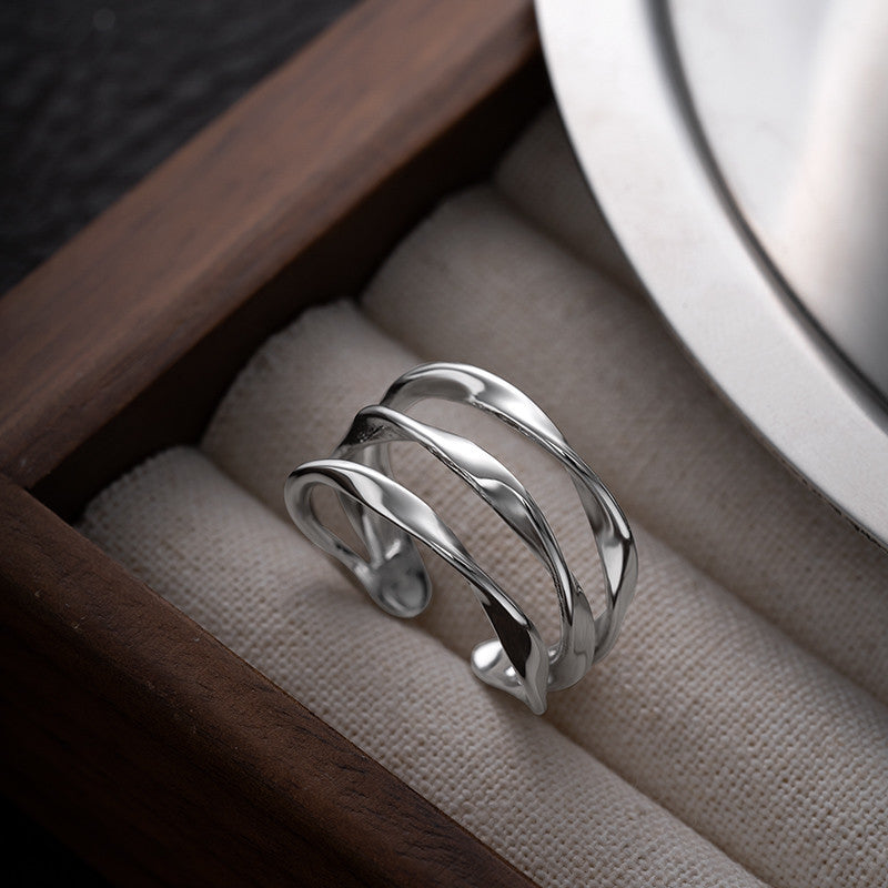 Geometric Simplicity Special-interest Design Wave Lines Female Ring