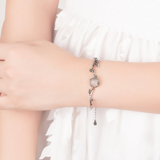 Moon Shadow Plum Blossom Bracelet for Women – Plated Ancient Thai Silver Style