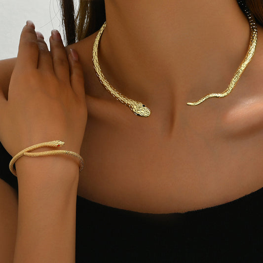 Simple Spirit Snake Necklace & Bracelet Set for Women