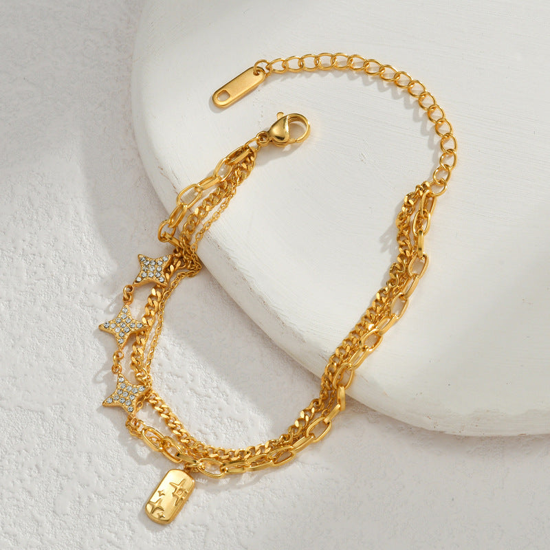 Light Luxury Retro Stainless Steel Pendant Bracelet